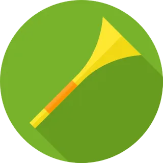 ⚽ Vuvuzela, Horn, Musikinstrument, Gelb, Grün whatsapp sticker