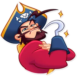 💪 Pirat, Cartoon, Schädel, Hut, Haken telegram sticker