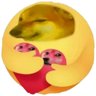 😁 doge, chien, câlin, mème, amour, cœur, affection telegram sticker