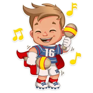 😄 desenho animado, menino, maracas, música, jogador, super-herói, festa telegram sticker
