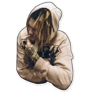 🚬 mężczyzna, dredy, papieros, bluza z kapturem, tatuaż, palenie telegram sticker