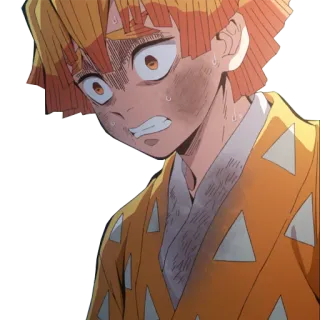 😨 Zenitsu Agatsuma Demon Slayer 애니메이션, 무서운, 귀멸의 칼날, 젠이츠, 노란색, 화난 telegram sticker