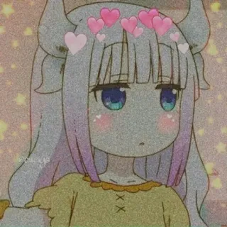 🦔 Kanna Kamui Miss Kobayashi's Dragon Maid Anime, Słodkie, Serca, Smok, Kanna, Smoczyca telegram sticker