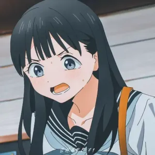 🍥 Anime, Garota, Uniforme escolar, Chocada, Expressão telegram sticker