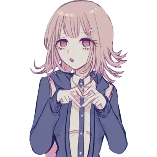 ❤️ Chiaki Nanami Danganronpa anime, girl, pink hair, chiaki nanami, danganronpa, video game character telegram sticker