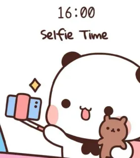 📸 Selfie Time mignon, animal, selfie, ours, panda, dessin animé telegram sticker