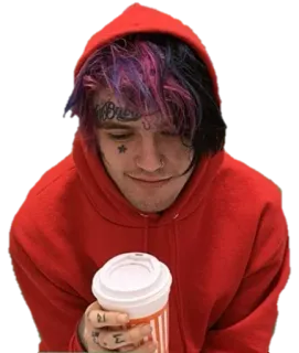 😌 Lil Peep lil peep, рэпер, музыка, портрет, красная толстовка telegram sticker