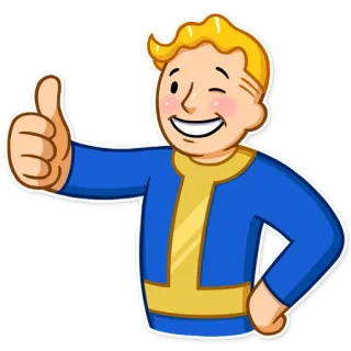 👍 Vault Boy Fallout video game, cartoon, mascot, thumbs up, fallout telegram sticker