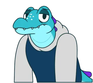 😞 Dessin animé, Animal, Crocodile, Bleu, Autocollant whatsapp sticker