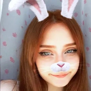 🇩🇪 кролик, уши, лицо, девушка, фильтр, милый, женщина telegram sticker