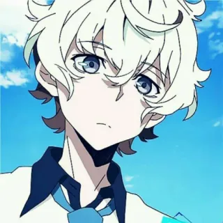😐 Anime, Junge, Weißes Haar, Blaue Augen, Charakter, Manga, Porträt telegram sticker