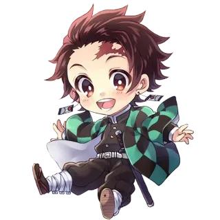 🙃 Tanjiro Kamado Demon Slayer anime, manga, chibi, tanjiro, demon slayer telegram sticker