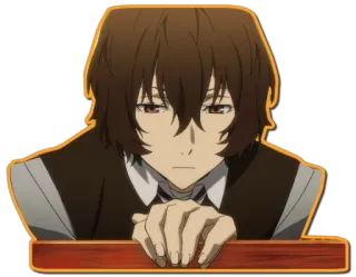 😐 Dazai Osamu Bungou Stray Dogs Anime, Dazai, Osamu, Bungou Stray Dogs, Postać, Siedzący, Patrzący w dół telegram sticker
