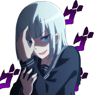 😈 Аниме, Девушка, Ухмылка, Злодей, Строит планы, Угрожающий telegram sticker
