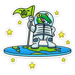 👩‍🚀 schlange, astronaut, weltraum, flache erde, cartoon, reptil, flagge, sterne telegram sticker