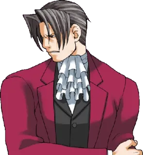 😓 Miles Edgeworth Ace Attorney Ace Attorney, prawnik, prokurator, poważny, gra wideo telegram sticker