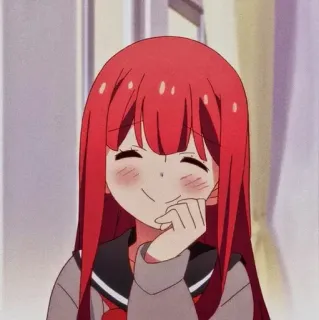 💈 Anime, pelo rojo, chica, uniforme escolar, sonrisa telegram sticker