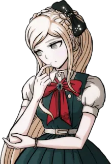 🤔 Sonia Nevermind Danganronpa Аниме, Персонаж, Danganronpa, Соня Невермайнд, Блондинка, Лента, Думает telegram sticker
