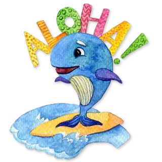 🐳 ALOHA! baleine, surf, aloha, océan, eau, mer, tropical telegram sticker