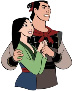💝 Mulan disney, putri, mulan, li shang, animasi, pasangan telegram sticker