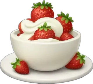 🤩 strawberry, dessert, food, fruit, cream, bowl telegram sticker