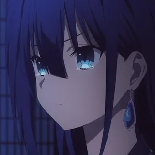 😢 Anime, Buồn, Khóc, Cô gái, Tóc xanh, Nước mắt whatsapp sticker