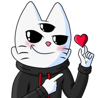 😘 cat, three eyes, heart, kawaii, cartoon, cute telegram sticker