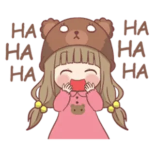 😂 HAHA HA HA HA милый, девушка, смех, аниме, медведь, мультфильм, счастливый telegram sticker