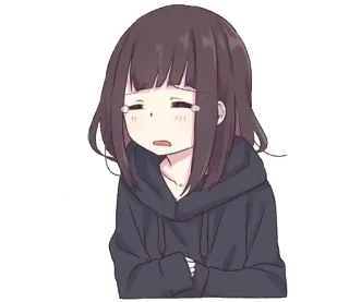 🍣 Anime, Triste, Fille, Pleurs, Dessin animé telegram sticker