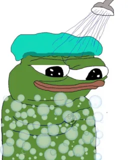 🚿 Pepe the Frog Pepe la Rana, Meme, Dibujo animado, Meme de Internet, Rana, Ducha telegram sticker