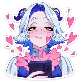 🥰 Anime, Kartun, Lucu, Hati, Cinta, Gadis, Seni digital whatsapp sticker
