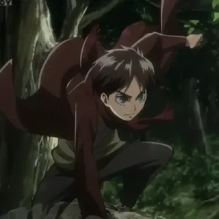 🌟 Eren Yeager Attack on Titan Anime, Attack on Titan, Eren Yeager, Personagem, Fantasia, Ação telegram sticker