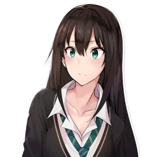 😳 Anime, Chica, Uniforme escolar, Adolescente, Dibujo animado telegram sticker