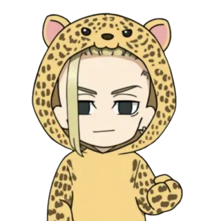 💫 Anime, Dessin animé, Personnage, Léopard, Sweat à capuche whatsapp sticker