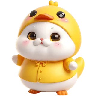 👋 słodki, zwierzę, kreskówka, kaczka, kawaii, żółty, chibi telegram sticker