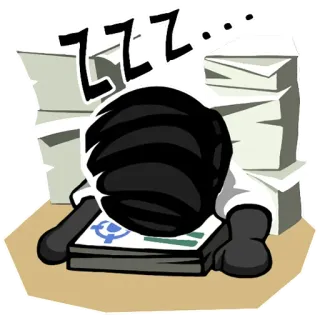 💤 ZZZ dormire, stanco, zzz, esausto, pisolino, ufficio, cartone animato whatsapp sticker