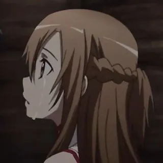 🙂 Asuna Yuuki Sword Art Online anime, smutny, płaczący, dziewczyna, Asuna telegram sticker