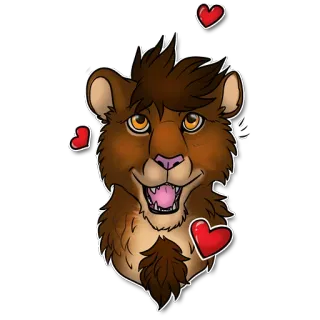 ❤ lion, dessin animé, amour, coeurs, animal, poilu, amical, joyeux whatsapp sticker
