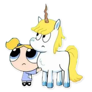 🦄 Bubbles The Powerpuff Girls Cartone animato, Unicorno, Carino, Animato telegram sticker