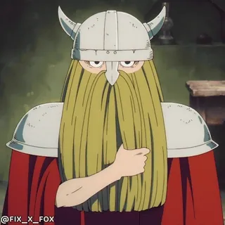 🤔 维京人, 头盔, 胡子, 卡通, 角色, 动画 telegram sticker