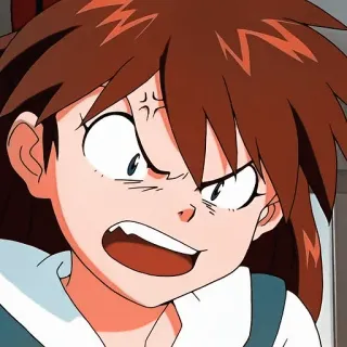 😠 Asuka Langley Neon Genesis Evangelion anime, cartoon, character, girl, angry, evangelion telegram sticker