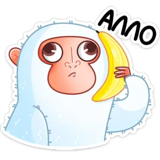 ☎️ AMO monyet, pisang, imut, kartun, stiker, binatang telegram sticker