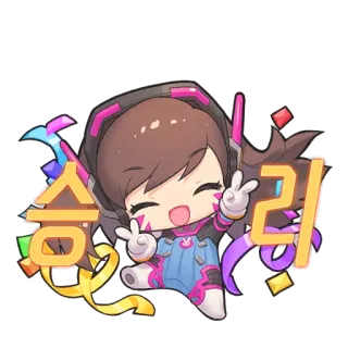 🎉 D.Va Overwatch 승리 d.va, overwatch, game, karakter, kemenangan, korea telegram sticker