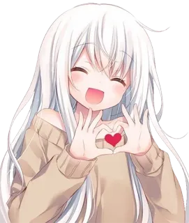 ❤ anime, girl, heart, cute, cartoon, love, kawaii telegram sticker
