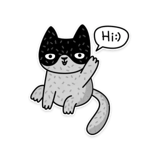 👋 Hi:) 고양이, 귀여운, 동물, 인사, 친근한, 만화 telegram sticker