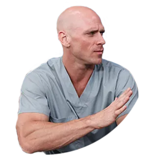 ✋ Johnny Sins лысый, мужчина, медицинский костюм, актер telegram sticker