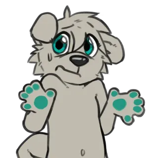 🫤 furry furry, anthropomorphic, dog, puppy, scared, nervous, anxious, surrender whatsapp sticker