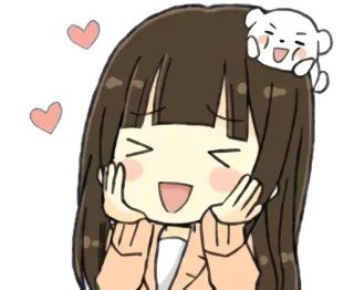 😍 สติกเกอร์, อนิเมะ, ผู้หญิง, น่ารัก, มีความสุข, หมี, หัวใจ, การ์ตูน telegram sticker