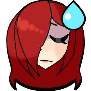 😓 anime, meisje, rood haar, zweet, emoties telegram sticker