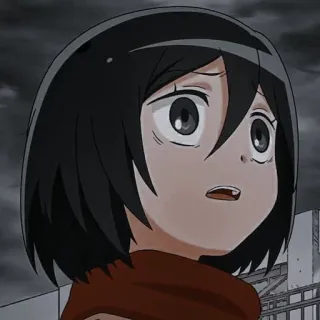🧣 Mikasa Ackerman Attack on Titan 动漫, 漫画, 进击的巨人, 三笠·阿克曼, 角色, 女孩, 严肃 telegram sticker